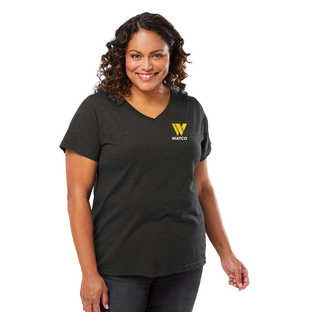 LAT - Curvy Collection Women's Fine Jersey V-Neck Tee - 3817