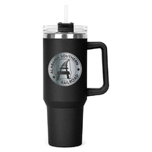 Load image into Gallery viewer, The Hippo Mug &amp; Straw Lid 40 oz. - Laser Engraved Railroad Logo
