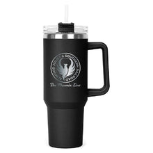 Load image into Gallery viewer, The Hippo Mug &amp; Straw Lid 40 oz. - Laser Engraved Railroad Logo
