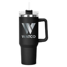 Load image into Gallery viewer, The Hippo Mug &amp; Straw Lid 40 oz. - Laser Engraved Railroad Logo
