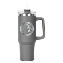 Load image into Gallery viewer, Grey Hippo Mug &amp; Straw Lid 40 oz. - Laser Engraved Railroad Logo

