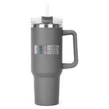 Load image into Gallery viewer, Grey Hippo Mug &amp; Straw Lid 40 oz. - Laser Engraved Railroad Logo
