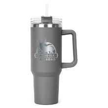 Load image into Gallery viewer, Grey Hippo Mug &amp; Straw Lid 40 oz. - Laser Engraved Railroad Logo
