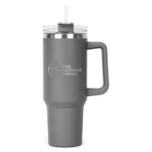 Load image into Gallery viewer, Grey Hippo Mug &amp; Straw Lid 40 oz. - Laser Engraved Railroad Logo
