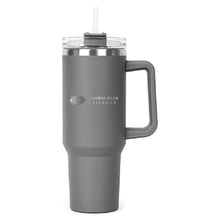 Load image into Gallery viewer, Grey Hippo Mug &amp; Straw Lid 40 oz. - Laser Engraved Railroad Logo
