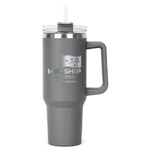 Load image into Gallery viewer, Grey Hippo Mug &amp; Straw Lid 40 oz. - Laser Engraved Railroad Logo
