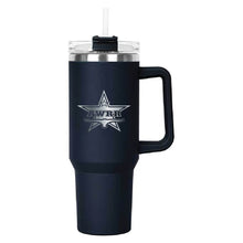 Load image into Gallery viewer, Navy Hippo Mug &amp; Straw Lid 40 oz. - Laser Engraved Railroad Logo
