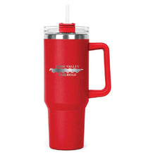 Load image into Gallery viewer, Red Hippo Mug &amp; Straw Lid 40 oz. - Laser Engraved Railroad Logo
