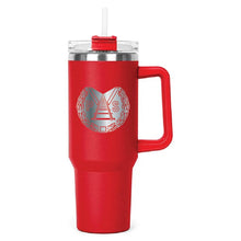 Load image into Gallery viewer, Red Hippo Mug &amp; Straw Lid 40 oz. - Laser Engraved Railroad Logo
