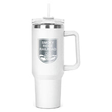 Load image into Gallery viewer, The Hippo Mug &amp; Straw Lid 40 oz. - Laser Engraved Railroad Logo
