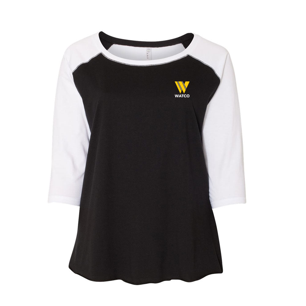 LAT - Curvy Collection Women's Baseball Three-Quarter Sleeve Tee - 3830